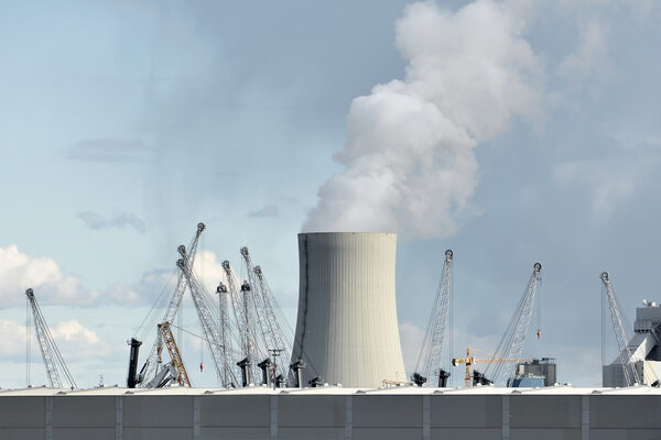 Industrial chimney with smoke