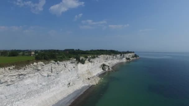 Vista aérea de Stevns Cliff, Dinamarca — Vídeo de Stock