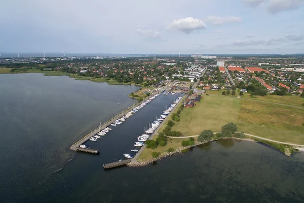 Flygfoto över hamnen i Hvidovre, Danmark — Stockfoto