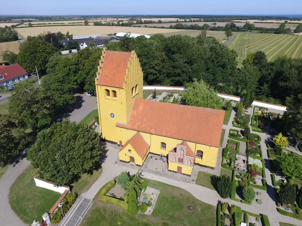 Aerial view of Holtug church, Denmark — Stock Photo, Image
