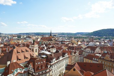 Prag şehrinin havadan görünümü