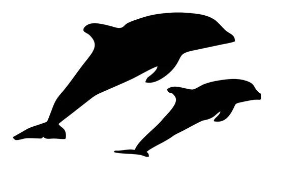 Silueta de delfines (aislado ) — Foto de Stock