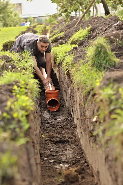 Sewer construction home — Stock Photo, Image