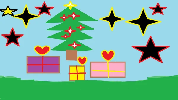 圣诞树和礼物. — 图库矢量图片