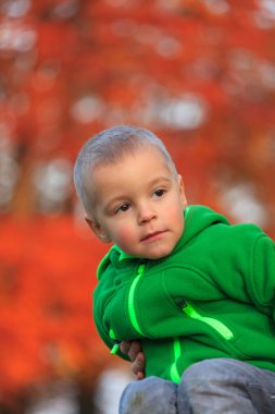 Sonbahar sevimli çocuk portresi
