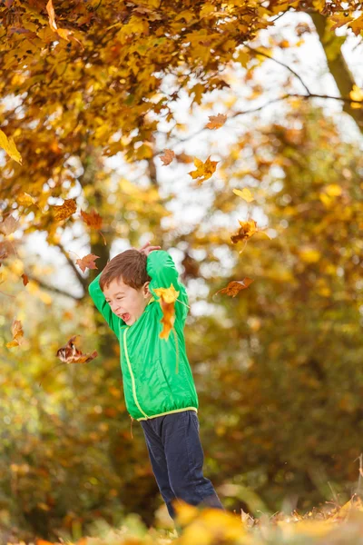 Осенний портрет милого мальчика — стоковое фото