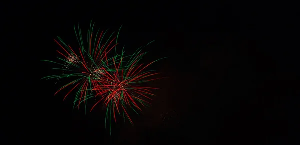 Fogos de artifício coloridos no céu noturno — Fotografia de Stock