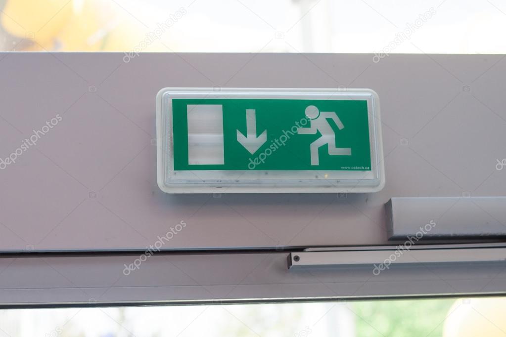 Signs indicating emergency exit