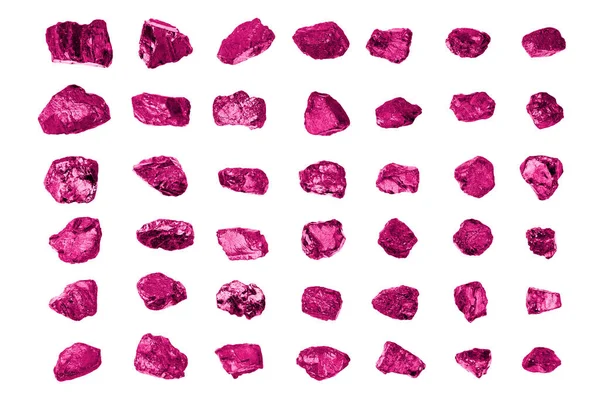 Розовые Драгоценные Камни Установить Белый Фон Изолированы Близко Необработанные Драгоценные — стоковое фото