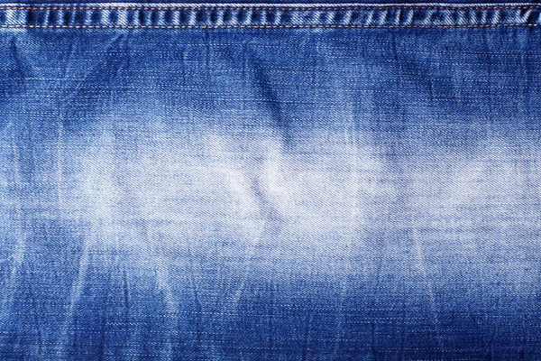 Textura Jeans Azul Com Costura Perto Ponto Fio Fundo Têxtil — Fotografia de Stock