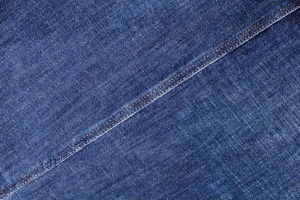 Blå Jeans Textur Diagonal Söm Närbild Tråd Stygn Linje Jean — Stockfoto