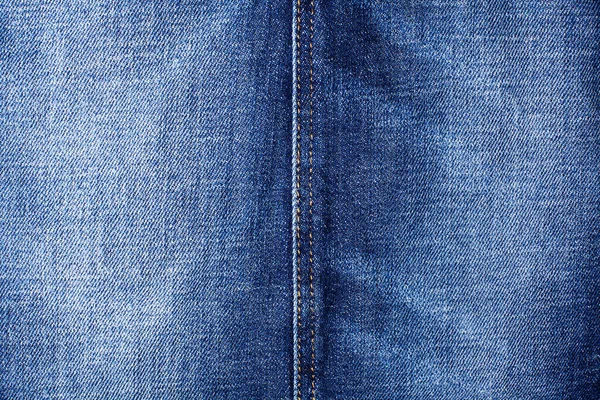 Blå Jeans Textur Och Söm Närbild Tråd Stygnlinje Jean Textil — Stockfoto