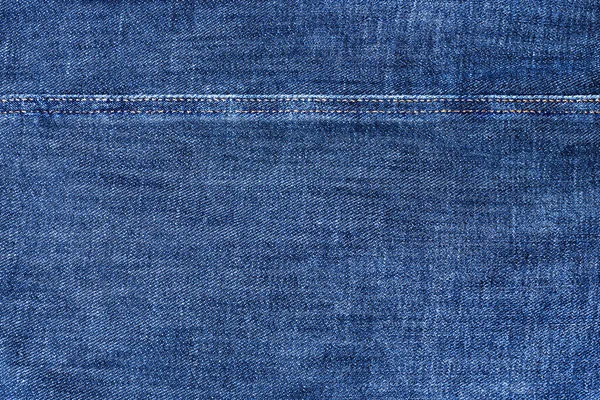 Textura Azul Jeans Costura Closeup Linha Costura Fio Fundo Têxtil — Fotografia de Stock