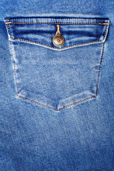 Blue Jeans Pocket Flap Brass Metal Button Close Jeans Pocket — Stock Photo, Image
