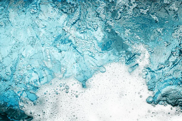 Біла Піна Прозорого Синього Водяного Фону Крупним Планом Морська Або — стокове фото