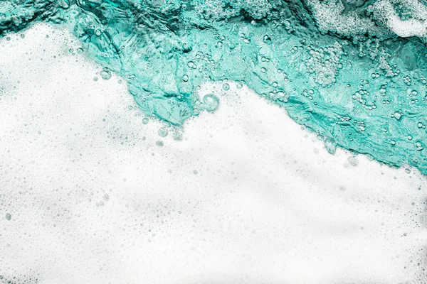 Blue Sea Water White Foam Texture Background Closeup Foamy Ocean — Stock Photo, Image