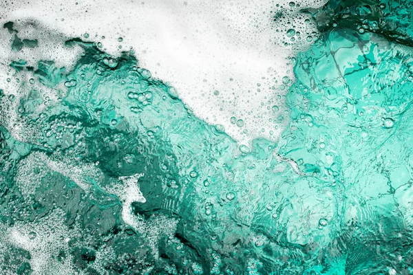 Modré Moře Voda Bílá Pěna Textura Pozadí Detailní Pěnivý Oceán — Stock fotografie