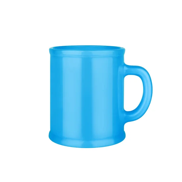 Tasse Céramique Bleue Sur Fond Blanc Isolé Près Tasse Café — Photo