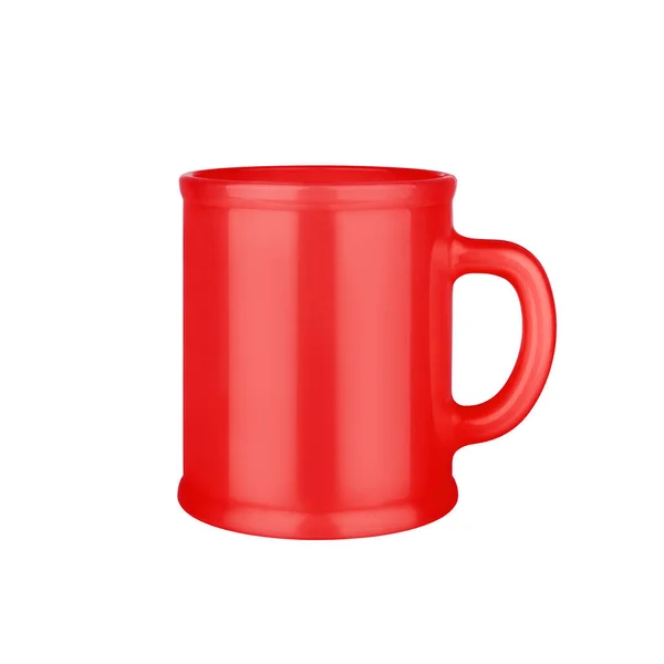 Coupe Céramique Rouge Sur Fond Blanc Isolé Gros Plan Tasse — Photo