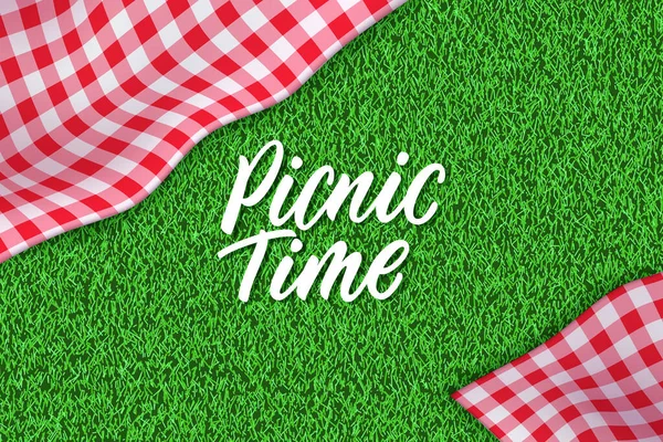 Tempo Picnic Disegnato Mano Calligrafia Lettering Fondo Orizzontale Primaverile Estivo — Vettoriale Stock