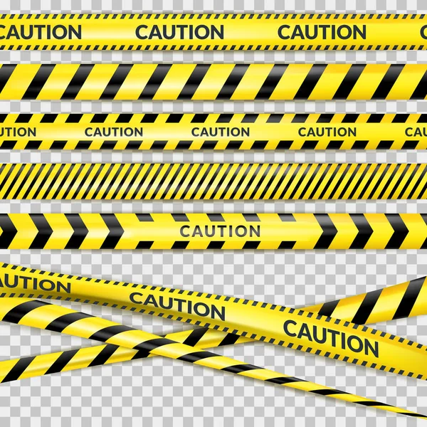 Caution Security Tape Transparent Background Vector Realistic Illustration Protective Danger — Stock Vector