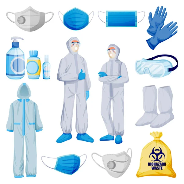Équipement Médical Protection Individuelle Contre Infection Virale Pollution Illustration Vectorielle — Image vectorielle