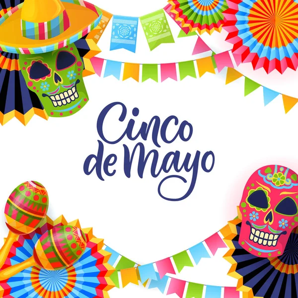 Cinco Mayo Fiesta Banner Cuadrado Plantilla Diseño Póster Ilustración Dibujos — Vector de stock