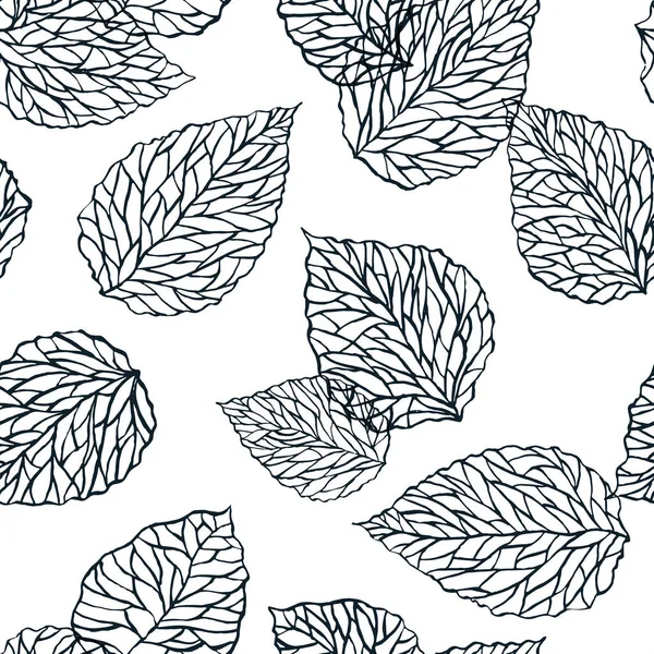 Feuilles Aquarelle Noir Blanc Motif Sans Couture Illustration Vectorielle Encre — Image vectorielle