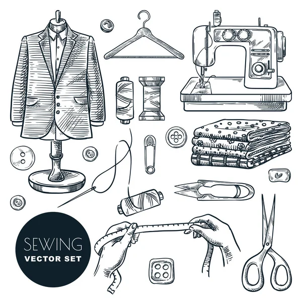 Tailored Fashionable Mens Suit Sewing Tools Tailor Equipment Set Isolated — Stock Vector