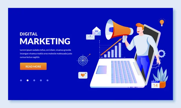 Marketing Digital Conceito Tecnologia Negócios Seo Ilustração Vetorial Gerenciamento Sites —  Vetores de Stock