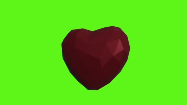 3D render animation of red heart on green background. — Stock Video