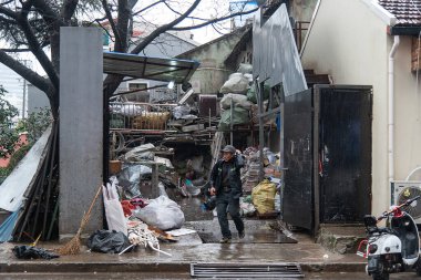 Şangay 'da. Şubat 2019. Tarihi bir merkez. Eski şehrin sokakları ve sokakları