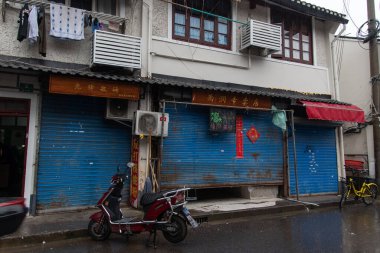 Şangay 'da. Şubat 2019. Tarihi bir merkez. Eski şehrin sokakları ve sokakları
