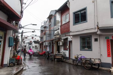 Şangay 'da. Şubat 2019. Tarihi bir merkez. Eski şehrin sokakları ve sokakları