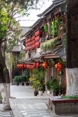 DALI, ÇİN. Şubat 2019. Eski Dali Kasabası, Yunnan, Çin 'deki Scenic Caddesi..
