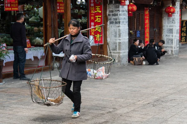 Dali China Februar 2019 Chinesische Bauern Verkaufen Ihre Waren Auf — Stockfoto