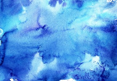 Soyut suluboya arkaplan mavisi, suluboya resimlerinin beyaz desenli çizgileri.