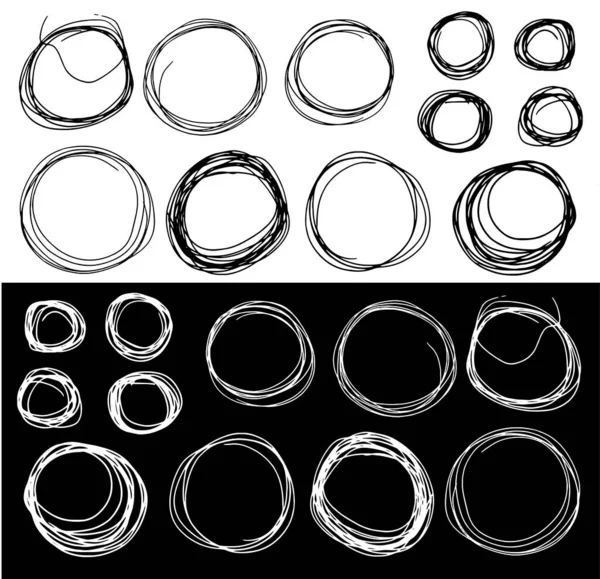 Hand Drawn Ink Line Circles Scribble Circles Vector Collection Circular — Stock Vector