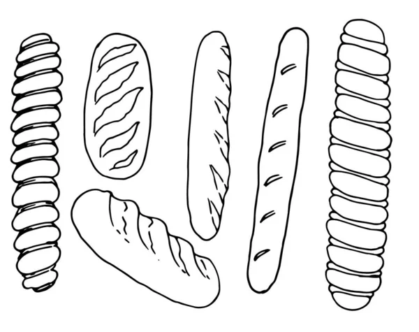 Loaf Doodle Vektör Simgesi Çizim Çizimi Çizimi Çizimi Çizimi Uzun — Stok Vektör