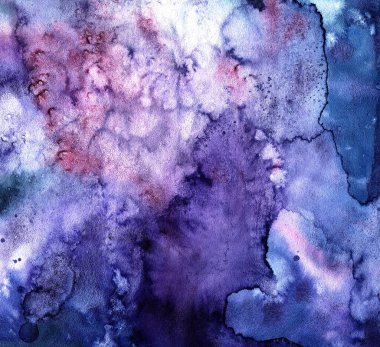 El yapımı suluboya mavi lekelerin arka planı