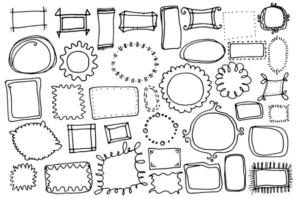 Handgetekende Set Van Schattige Doodle Frame Vector Illustratie Handgetekende Set — Stockvector