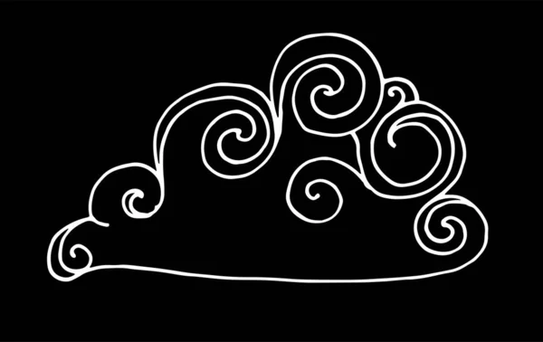 Cioud Doodle Illustration Japan Vector Hand Drawn Cloud Scrolls Spiral — Stock Vector