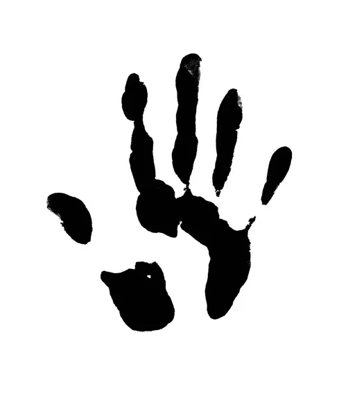 Рука Впечатление Черной Краске — стоковое фото