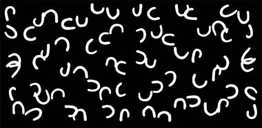 Beyaz arkaplanda modern tarzda siyah karalama arkaplanı. Vektör şablonu. El çizimi karalama. Soyut modern baskı. Beyaz arkaplan.