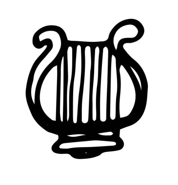 Klasik karalama lir müzik enstrümanı, her amaç için harika bir tasarım. Vektör izole çizim. Vektör yaratıcı sanat. Klasik vektör çizimi. Vektör karalama çizimi.