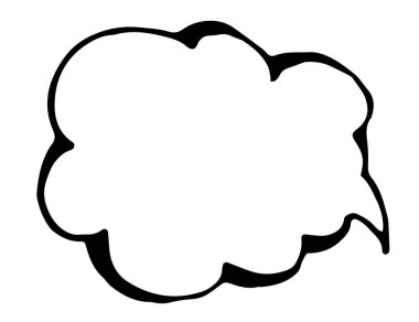 Karalama konuşma balonu boş olan klasik bir çizgi film ikonu. Soyut arkaplan afişi. İletişim konsepti. İzole vektör çizimi. Vektör yarım ton çizimi. Tasarım ögesi.