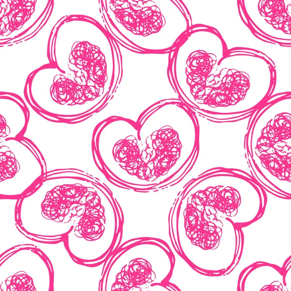 Motif Sans Couture Motif Coeur Couleur Rose Doodle Style Doodle — Image vectorielle
