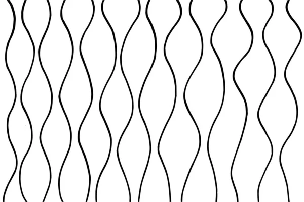 Latar belakang vektor garis gelombang vertikal dengan tingkat getaran yang berbeda dalam bentuk getaran hitam pada latar belakang putih. Tekstur garis hitam dan putih untuk templat desain vektor - Stok Vektor