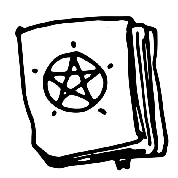 Vektorisoliertes Element Eines Hexenbuchs Mit Einem Pentagramm Auf Dem Einband — Stockvektor