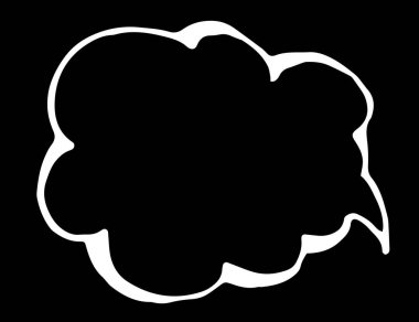 Karalama konuşma balonu boş olan klasik bir çizgi film ikonu. Soyut arkaplan afişi. İletişim konsepti. Karalama tarzı metin için alanı olan boş bir konuşma baloncuğunun vektör izole ögesi. El çizimi komik baloncuk konuşma beyaz anahat li